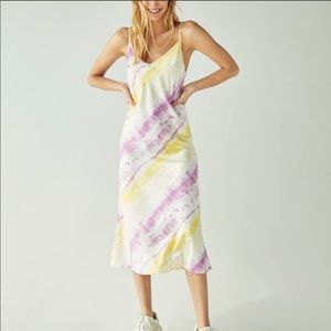 Tie dye midi satin dress